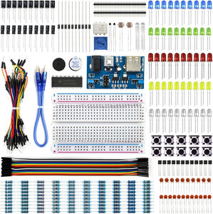 電子機器ベーシックキット、電源モジュール付きブレッドボードジャンパーワイヤーLED、抵抗センサーコンポーネント電子プロジェクト