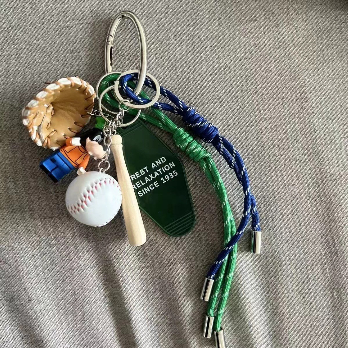 plaque d'immatriculation verte baseball corde bleue verte