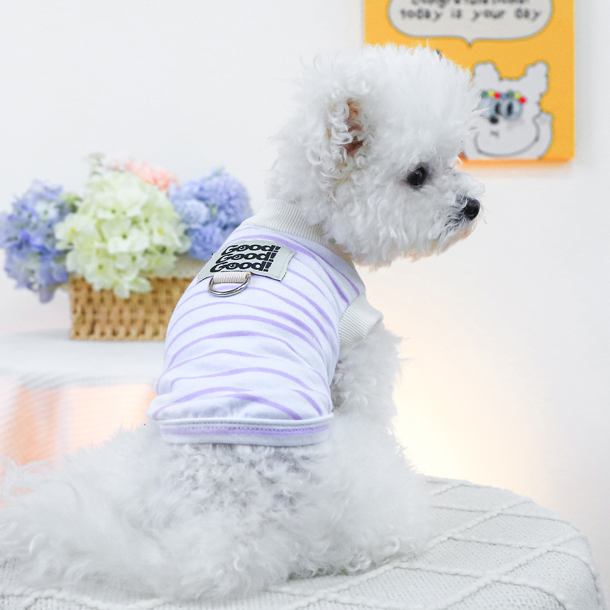 เสื้อกั๊กช่วยพยุง - ลายแถบสีม่วงและขาว