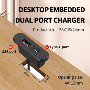 Gömme USB Hub 18W USB-C hızlı şarj USB bir masaüstü gömülü mobilya şarj yatak masası kanepe - Product Image 2