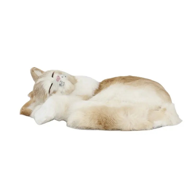 Figura de juguete hecha a mano para gato durmiente, juguete realista de alta calidad, modelo de gatito peludo, decoración Tabby, 2023