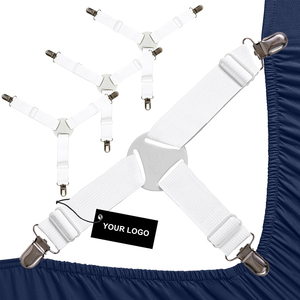 Gacent Webbing Strap Factory Customizable Non-Slip <strong>Elastic</strong> Bed Sheet Fasteners <strong>with</strong> Metal <strong>Clips</strong> for All Sizes - Product Image 1