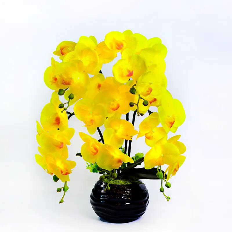 Orchidea della falena del fiore artificiale dell'unità di elaborazione di tocco reale della decorazione dell'interno grande con il supporto ODM del tallone principale bianco caldo