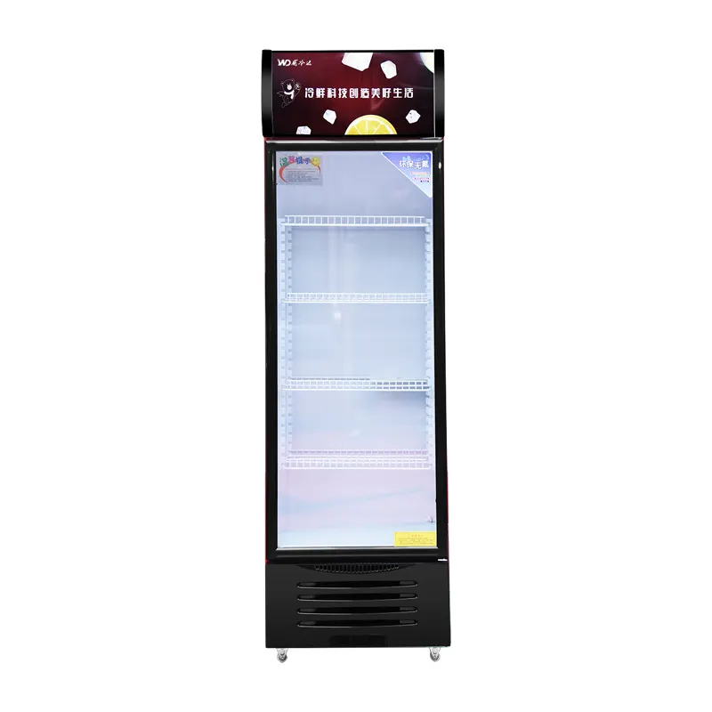 Freezer comercial vertical com porta de vidro de temperatura única, equipamento de refrigeração com 1 porta