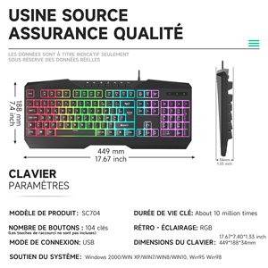 Custom AZERTY Layout Color SC704 Wired <strong>Keyboard</strong> Gaming Rgb Game Gamer <strong>Keyboard</strong> <strong>Computer</strong> Wired <strong>Keyboards</strong> - Product Image 6