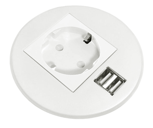Ojal de enchufe de escritorio redondo integrado con enchufe de 1AC y cargador de 2USB 20W PD carga rápida muebles enchufes de mesa - Product Image 2