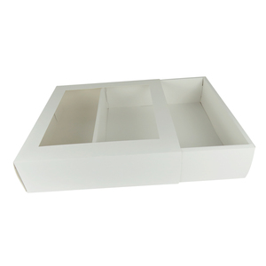 White Cardboard Treat <strong>Box</strong> Flat Packed Drawer <strong>Box</strong> <strong>Display</strong> <strong>Window</strong> <strong>Rectangle</strong> Gift <strong>Box</strong> with clear Lid - Product Image 1