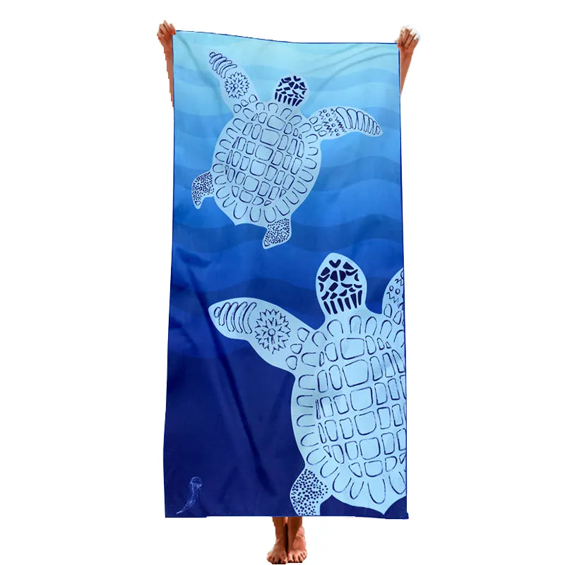 Deniz kaplumbağası süper yumuşak peluş toallas de playa banyo havuz havlusu boy Premium geri dönüşümlü havlu düşük MOQ plaj havlusu