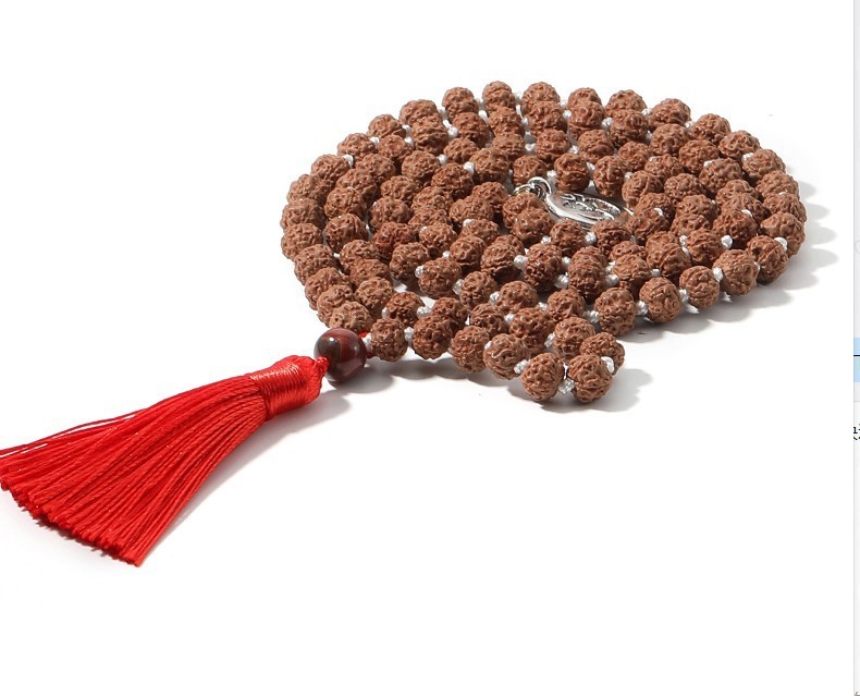 Bracciale con nappina rossa Bodhi marrone