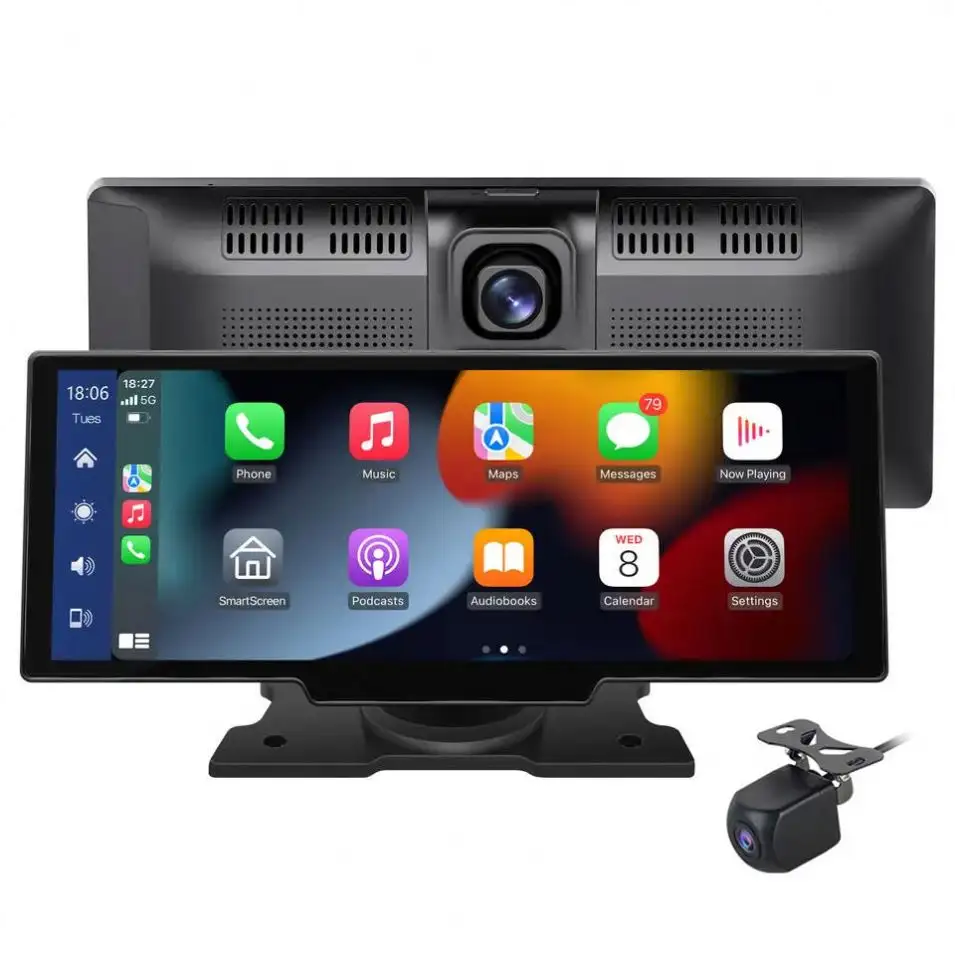 Carplay Scherm 10 Inch Voor Universele Auto Hd Smart Dual Lens Radio Audio Draadloze Carplay Android Auto Carplay Monitor Scherm