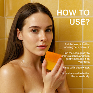 Private Label 100% organik cilt zerdeçal bal sabun beyazlatma parlatıcı geliştirmek Tumeric + kojic zerdeçal sabun aydınlatmak