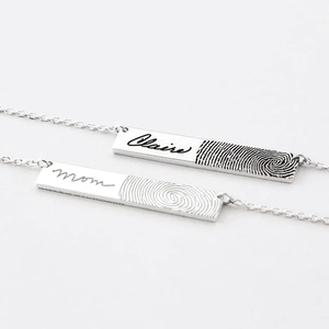 Thép Không Gỉ Đồ Trang Sức Dấu Vân Tay Mặt Dây Chuyền Vòng Cổ Tùy Chỉnh Đồ Trang Sức Khắc Tên Thanh Mặt Dây Chuyền Vòng Cổ - Product Image 1