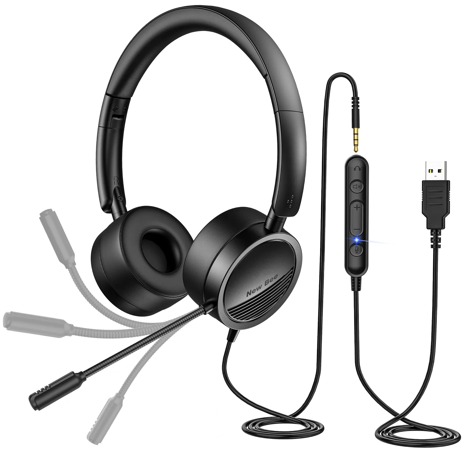 Vivibee-casque d'écoute filaire H360 sur l'oreille, pour ordinateurs, PC, téléphone, USB, casque d'écoute avec micro, nouvelle collection