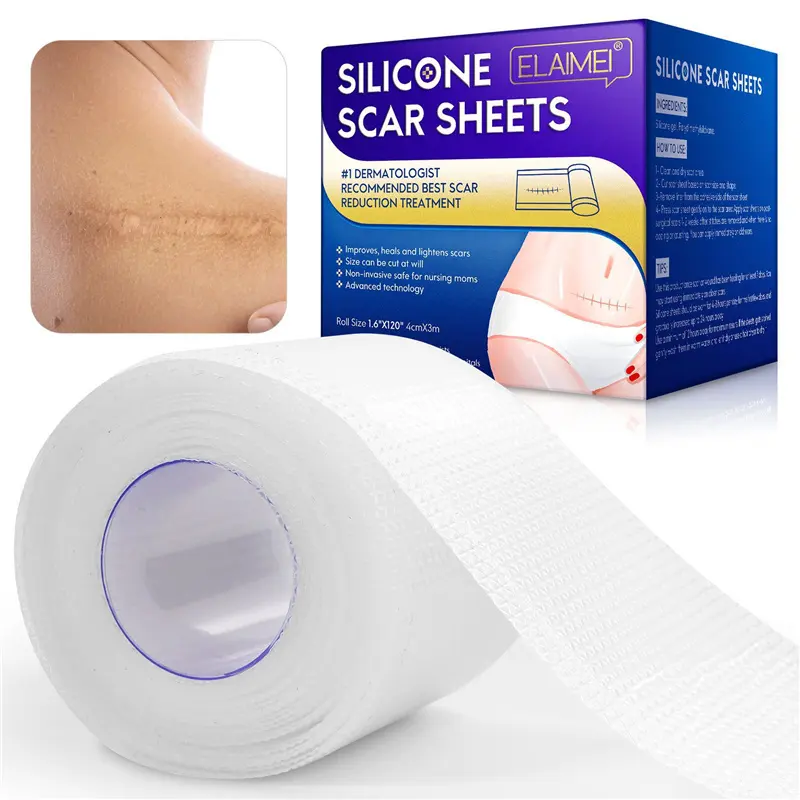 Elaimei 4cm * 3m cicatriz de silicone folhas transparentes reutilizáveis lavável estiramento marca queimar cirurgia cicatrizes remoção rolo adesivo