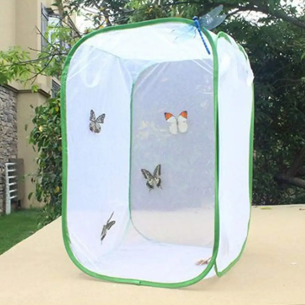 Blanco 60*60*90 cm Jaulas de mariposas Pop-Up Cubiertas de red protectoras para plantas Caja de plantas de insectos