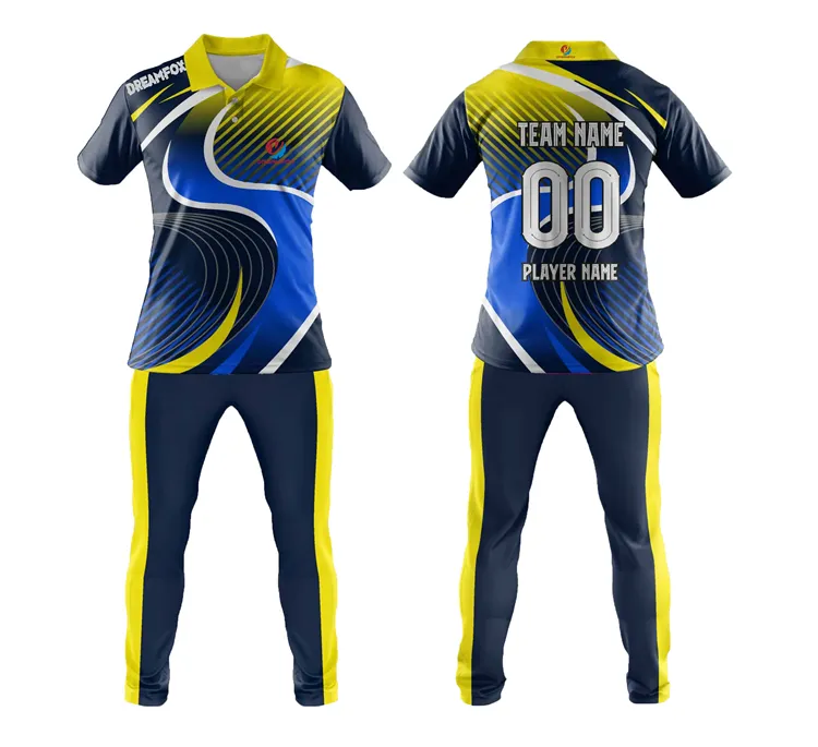 Benutzer definierte sublimierte indische Cricket Trikot Team Jersey schwarze Hose Cricket Trikot Design