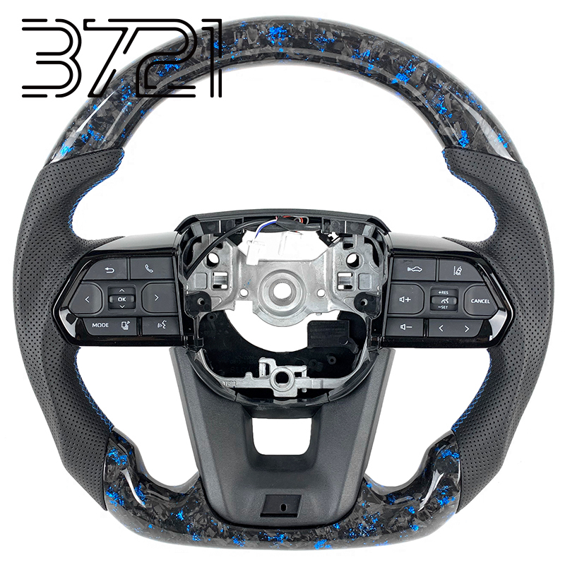 Blue forged carbon fiber+perforated leather