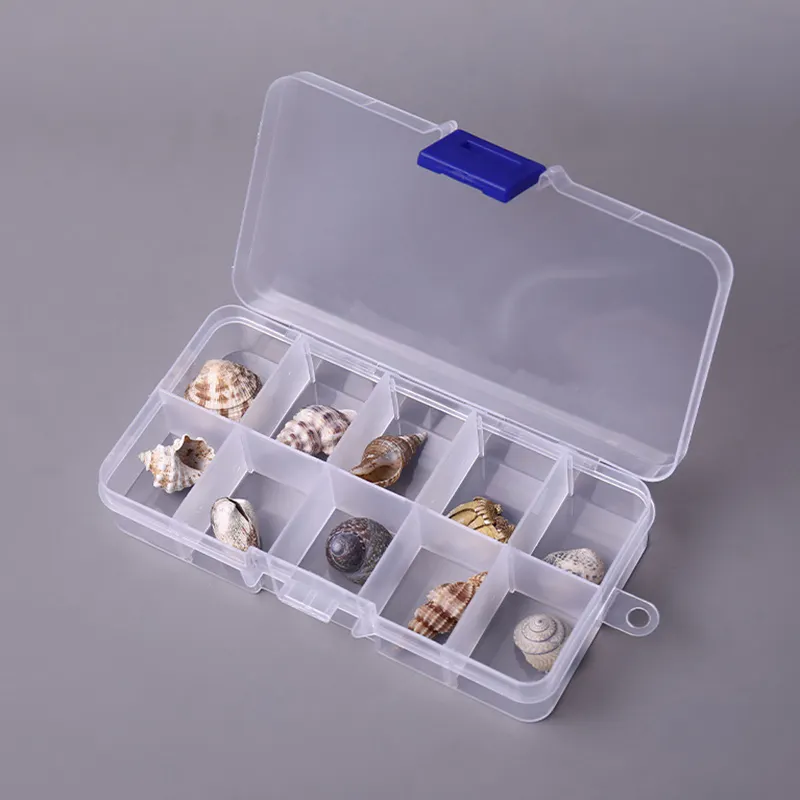 صندوق بلاستيك شفاف قابل للتعديل 10 فتحات لمكونات صغيرة صندوق أدوات مجوهرات منظم خرزات صندوق إبرة لكمة فن الأظافر