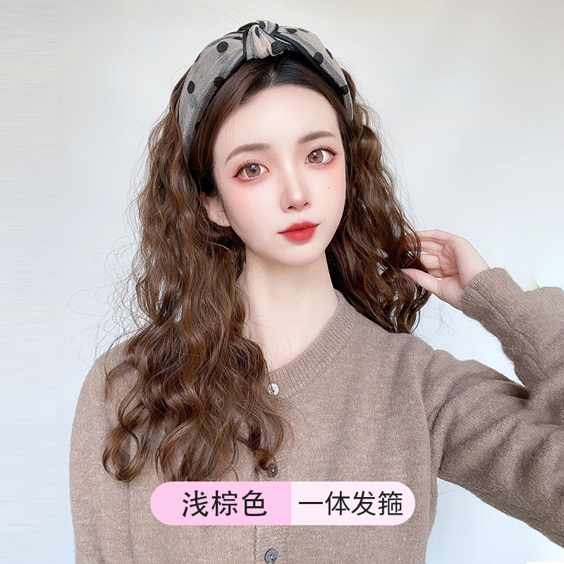 Fascia per capelli a rete con motivo a pois e onde d'acqua - marrone chiaro