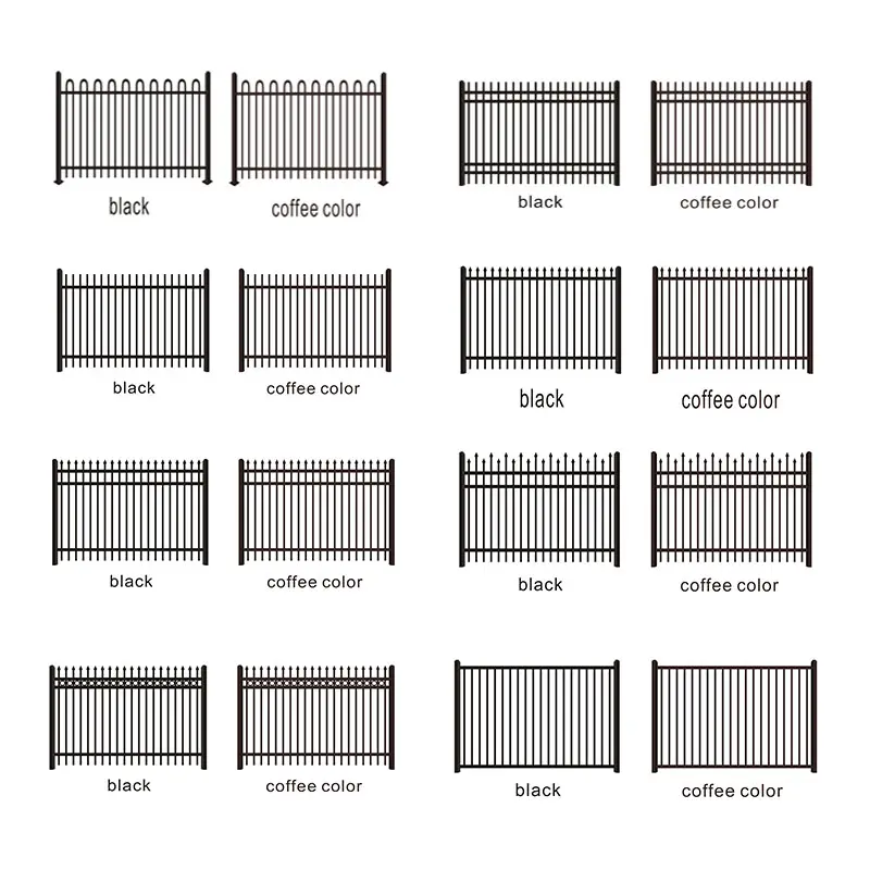 Vente directe d'usine jardin familial métal décoratif noir clôture en fer forgé points de lance/clôture extérieure en fer forgé