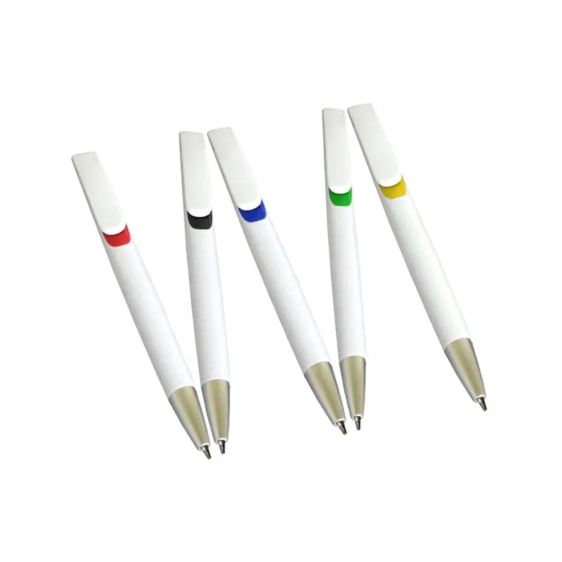 School and Office DIY Customized Logo White Plastic Pen Heat Transfer Blank Ballpoint Pen