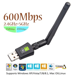 อะแดปเตอร์ Wifi USB 600Mbps 5.8GHz,อะแดปเตอร์ Wifi ตัวรับสัญญาณ Wifi ช่องเสียบ USB อีเธอร์เน็ตไร้สายดูอัลแบนด์