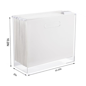 Caja de archivo de acrílico transparente delgada con asas Caja de archivo de escritorio para trabajo en casa Oficina Escritorio Archivo Documentos Almacenamiento - Product Image 4