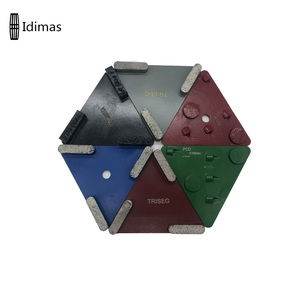 Idimasトライアングルメタルボンドダイヤモンド研削プレートコンクリート研削セグメント化ダイヤモンド研削プレートウッドボーイ用研磨ディスク