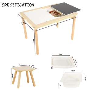 2 sandalye ile çift Panel ile duyusal masa, çocuklar için çok fonksiyonlu ahşap kum masa ve su masa - Product Image 2