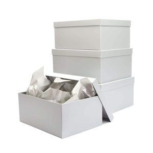 Caja organizadora de cartón rectangular, caja de regalo de cartón duradero y reutilizable, color rosa blanco, anidadas, plateado mate - Product Image 1