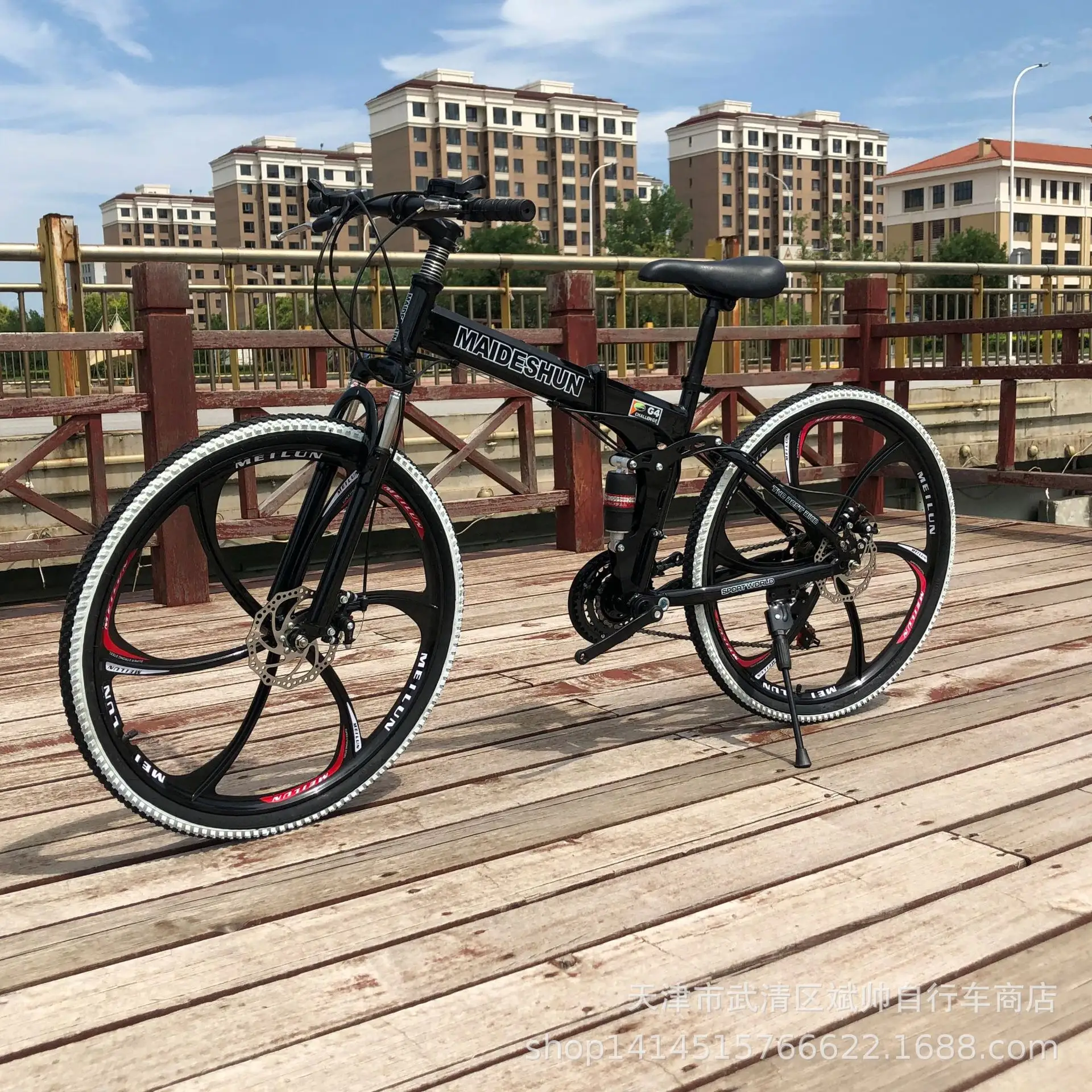 Складной горный велосипед, колеса 24 дюйма/26 дюймов, двойная подвеска, дисковый тормоз, рама из высокоуглеродистой стали