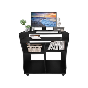 DU'S-MESA DE JUEGOS sencilla y moderna para ordenador, mesa de madera con bandeja para teclado, escritorio de aprendizaje negro con cajones - Product Image 5