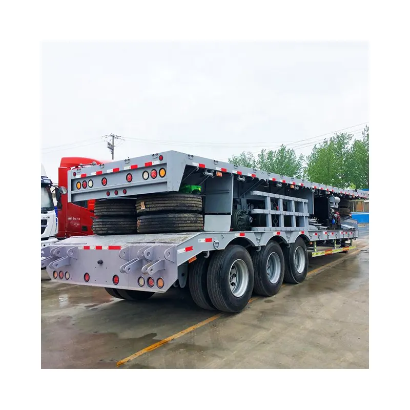 40 Fuß 45 Fuß 53 Fuß 3 4 Achsen-Containerraupen Flatbett-Anhänger Flatbett-Container-Halbautrailer für Transporteinheiten