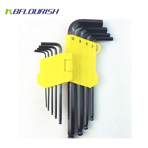 Gemi hazır 9 adet kısa kol top End alyan anahtarı takımı siyah oksit Allen tuşları endüstriyel sınıf metrik ölçüm sistemi - Product Image 2