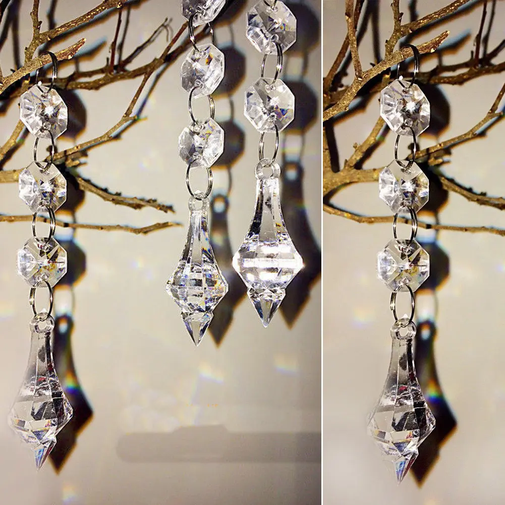 Kristall Acryl achteckige Perlen 1 Anhänger klare Kristall perle Girlande Kronleuchter hängen für Party Hochzeit Dekoration