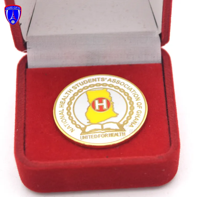 Custom Gold Plating United for Health Badge Metal Enamel Lapel pin Badge for National Health students' association of GHANA