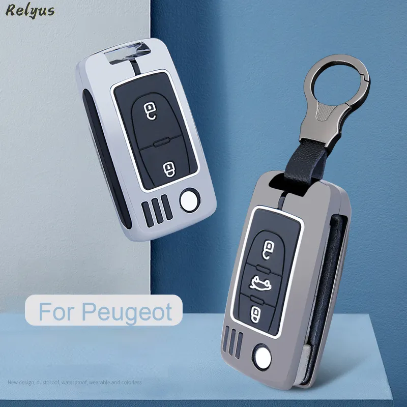 Flip Metalen Auto Remote Sleutel Cover Case Voor Peugeot 107 206 207 208 306 307 308 407 408 508 Rcz Voor Citroen C2 C3 C4 C5 Accessoires