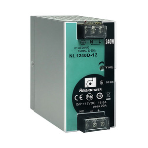 Reignpower 240W 12V 24V Fonte de Alimentação Industrial Rail DIN Potência Regulada Saída Única Fonte de Alimentação AC TO DC