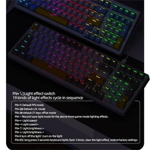 Teclado mecánico K3Max RGB, tecla completa de 100 teclas, intercambio en caliente, efectos de iluminación, junta de teclado para juegos, estructura de silenciador, portátiles - Product Image 5