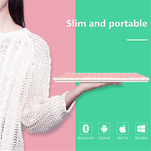 Teclado inalámbrico multidispositivo, Mini 76 teclas para tableta, teléfono, portátil, rosa, azul