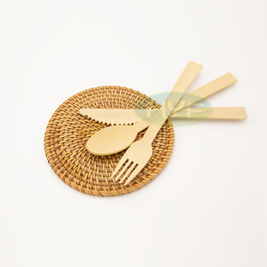 Bamboo Cutlery Set Knife Fork Spoon Single Use Cutlery One Time Use Dinner <strong>Ware</strong> Table <strong>Ware</strong> - Product Image 2