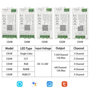 Tuya WiFi LED Controller DC12-24V RGB RGBW CCT Smart Strip Alexa compatibile con Google Home 4 canali PWM 2.4G RF Remote App dimmer - Product Image 2
