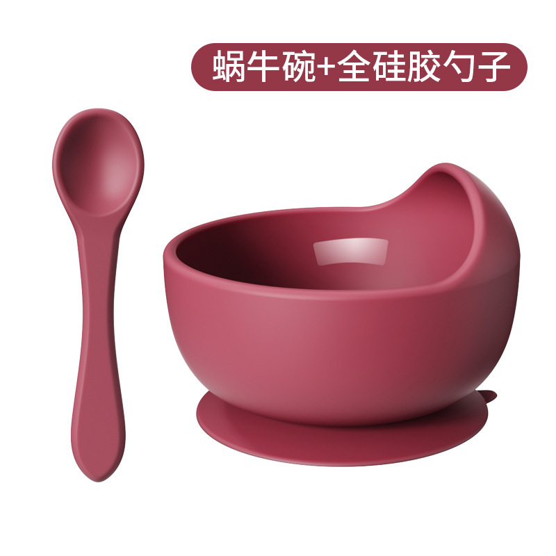 (optional color) snail bowl full silicone spoon