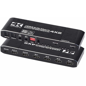 4K/60Hz <strong>HDMI</strong> <strong>2</strong>.0 4X2 <strong>Matrix</strong> Splitter with Audio Optical Toslink HDR ARC <strong>HDMI</strong> <strong>4</strong> in <strong>2</strong> Out - Product Image 1