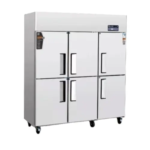 Six doors stainless steel upright refrigerator freezer restaurant kitchen 1390L vertical standing chiller