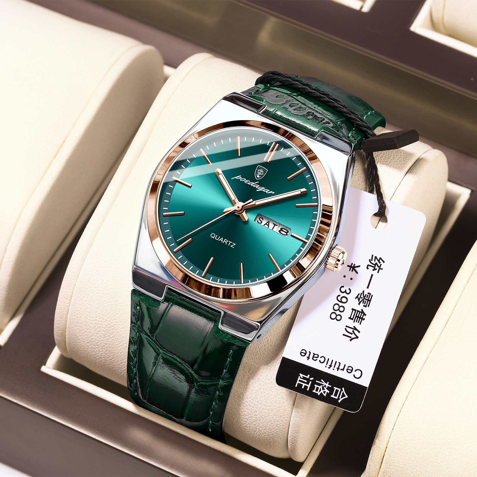 Leather-Green Rose Gold