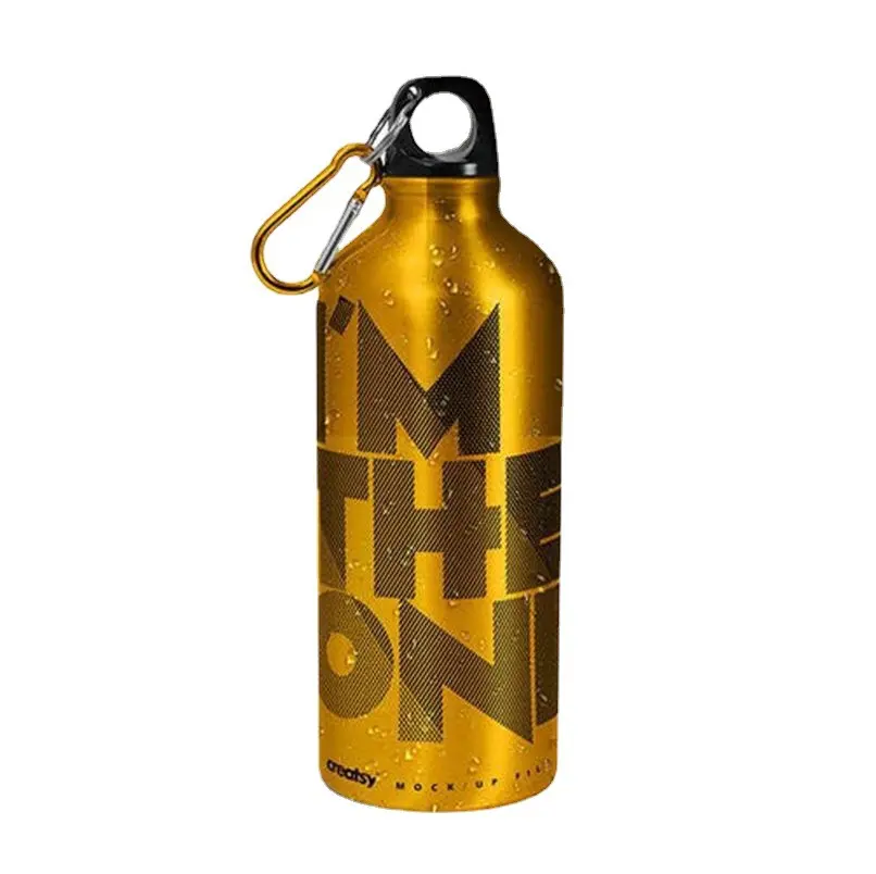 Caspian 2024 cadeau promotionnel 500ML bouteille d'eau en aluminium de voyage de gymnastique légère avec mousqueton