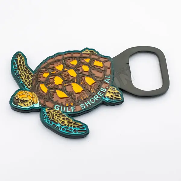 Factory Customized 3d Sea Turtle Resin Metal Beer Bottle Opener Fridge Magnet