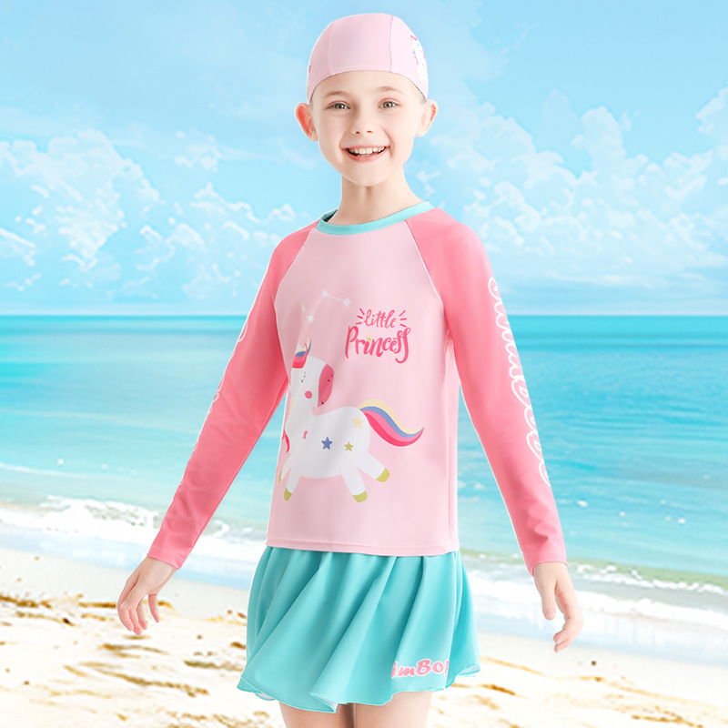 Mermaid Princess - Maillot de bain deux pièces pour fille (avec bonnet de bain)