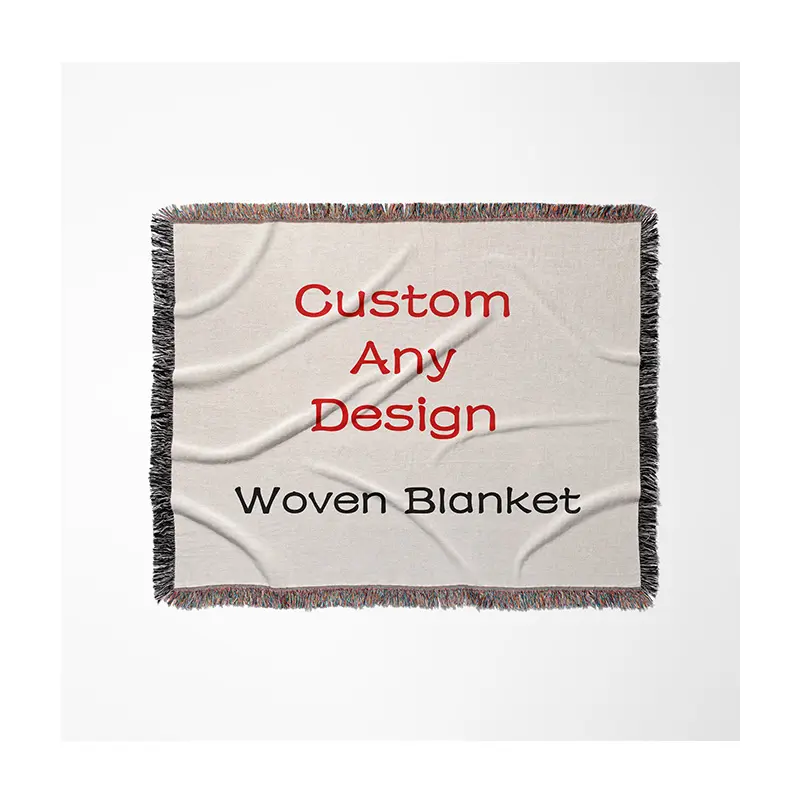 Custom Elk Ontwerp Multifunctioneel Thuisgebruik Outdoor Camping Picknickmat Katoen Polyester Jacquard Weave Custom Geweven Deken